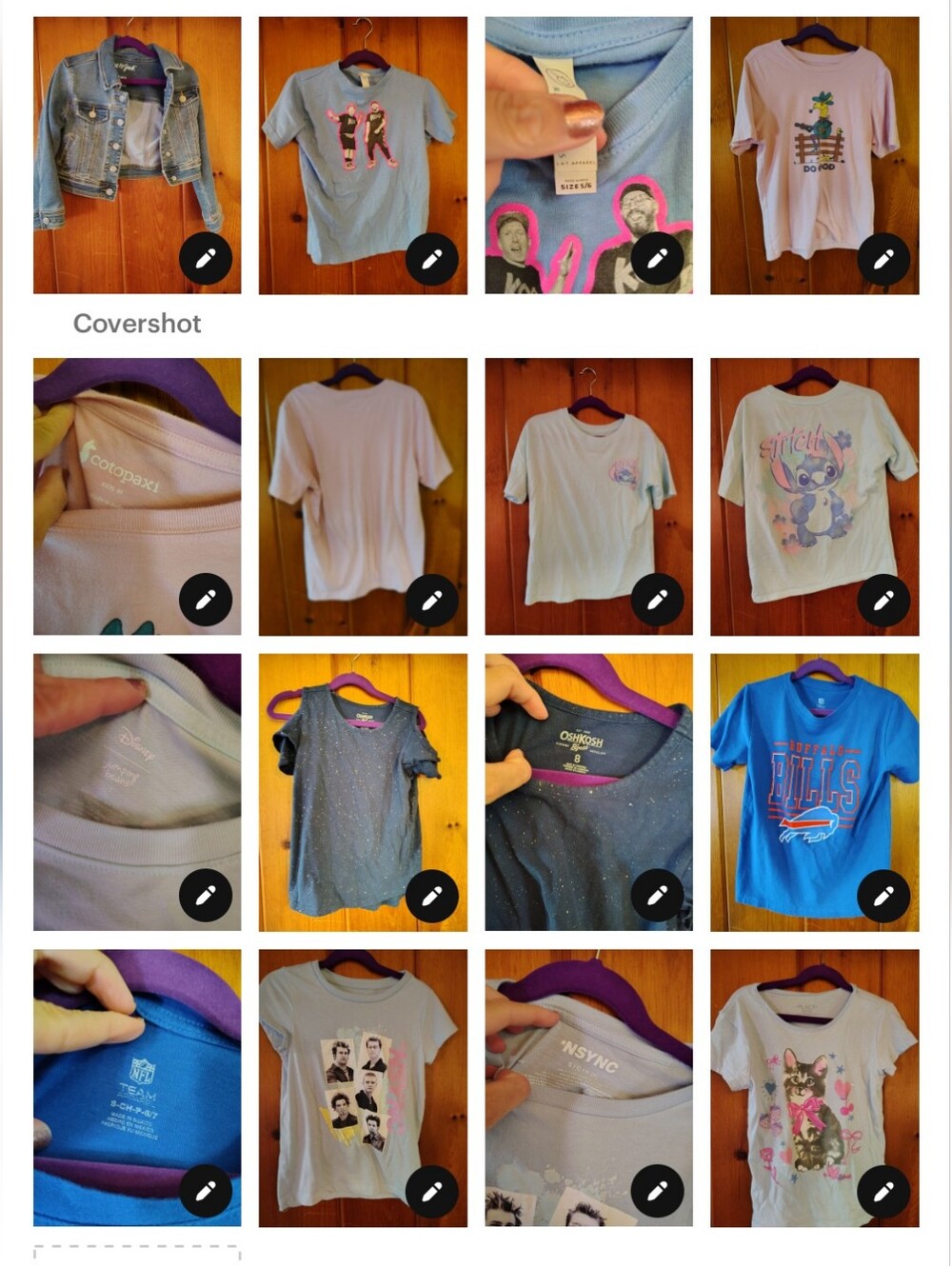 Girls 7 Shirts And 1 Jean Jacket Sizes 5-8